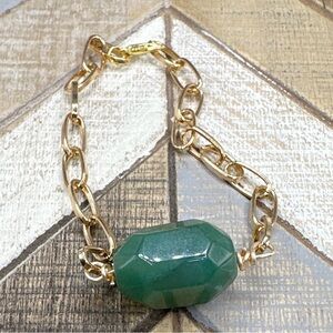 Aventurine chunky paperclip chain adjustable bracelet/Taurus / maximalism